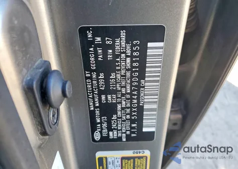 2013 Kia Optima Lx z USA, uszkodzony, nr VIN 5XXGM4A79DG181853